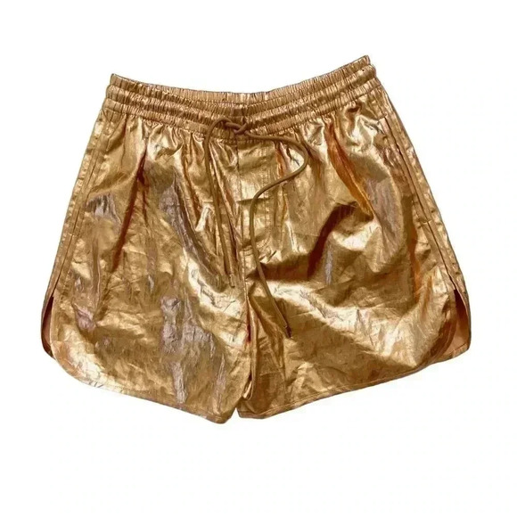 NEW A.L.C. Metallic Linen Shorts Rosegold size Small - Picture 4 of 11